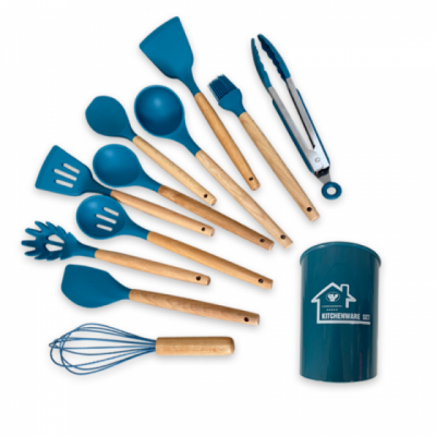 Amazon Top Seller 11pcs In 1 Set Wooden Handle Kitchenware Kitchen Accessories Silicone Cooking Kitchen Utensil Set Tools